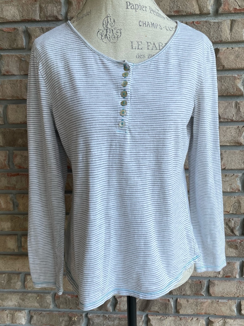 Sundance Striped Long-Sleeve Henley Top.